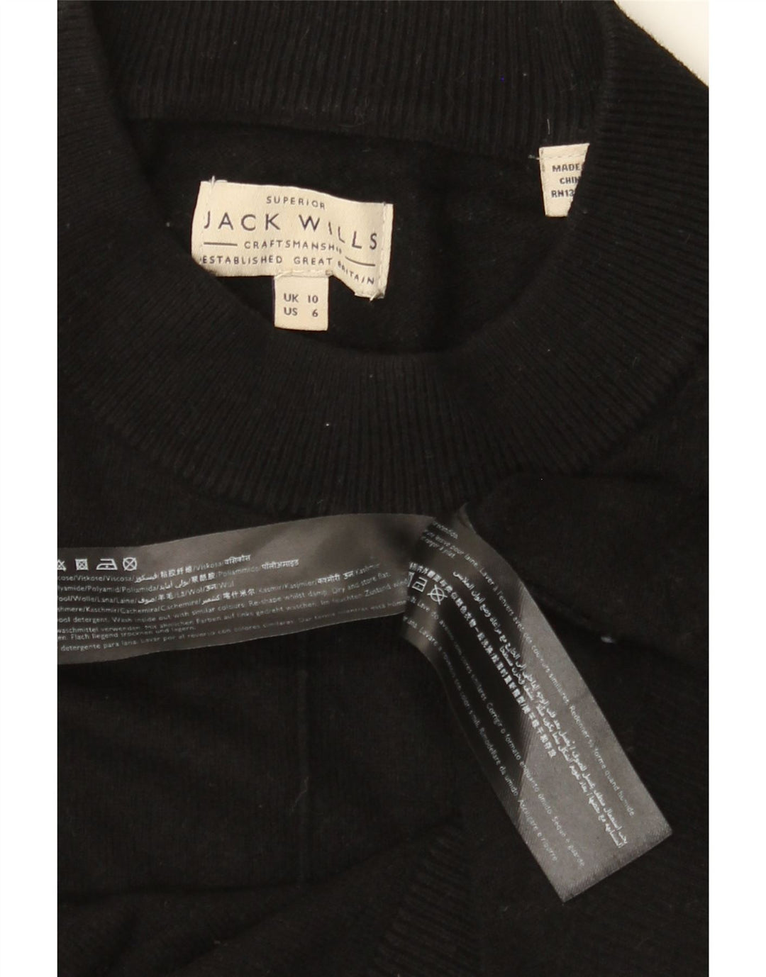 JACK WILLS Womens Oversized Crew Neck Jumper Sweater UK 10 Small Black
