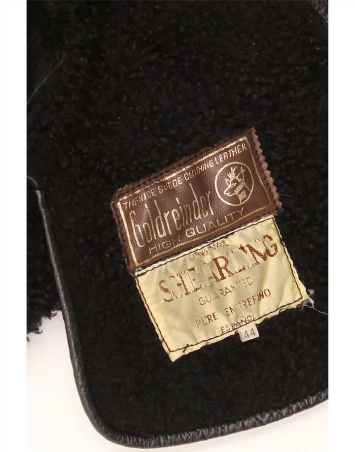 Vintage Womens Shearling Coat IT 44 Medium Black Patchwork Shearling