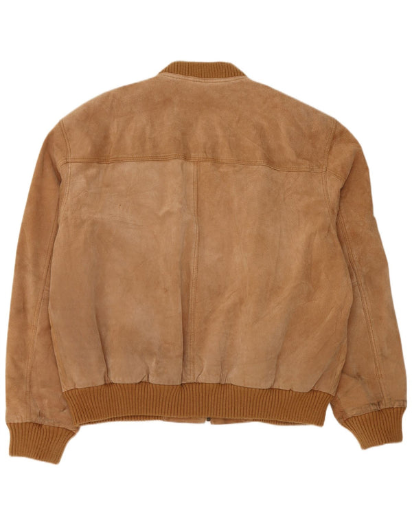 Vintage hombres ante chaqueta Reino Unido 42 2XL cuero beige