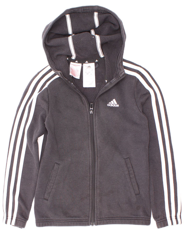 Adidas hættetrøje med lynlås til piger 9-10 år sort bomuld
