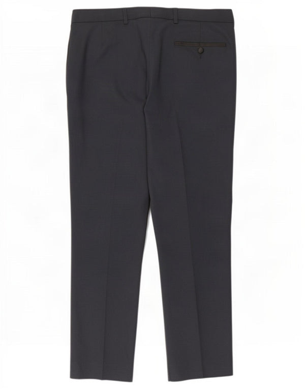 Marks & Spencer Pantalones casuales ajustados para hombre W34 L29 Poliéster azul marino
