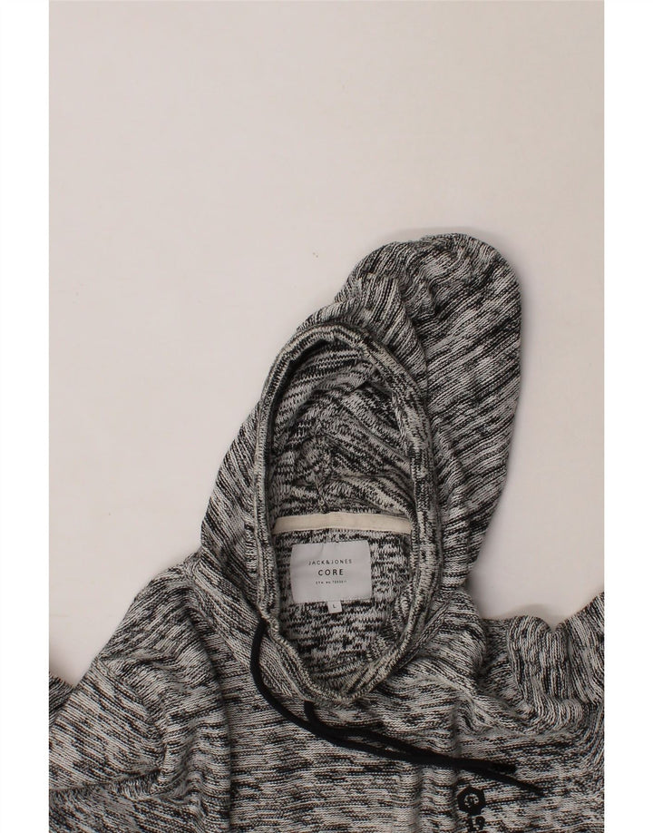 JACK & JONES Mens Hooded Jumper Large Grey Flecked Cotton Vintage Jack & Jones and Second-Hand Jack & Jones from Messina Hembry 