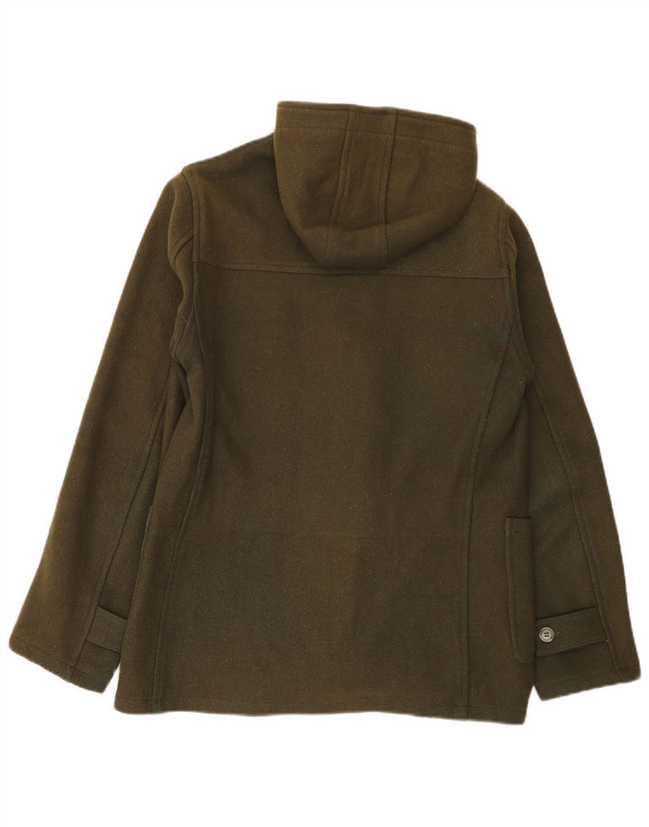 Montgomery con cappuccio da uomo vintage UK 38 lana kaki media