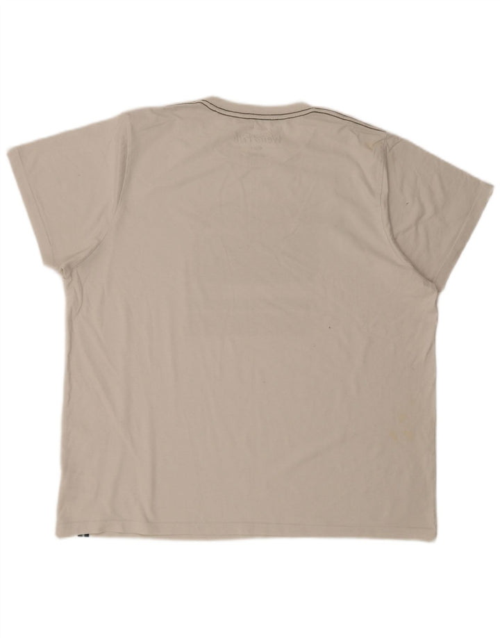 WEIRD FISH Mens Graphic T-Shirt Top 3XL White Cotton