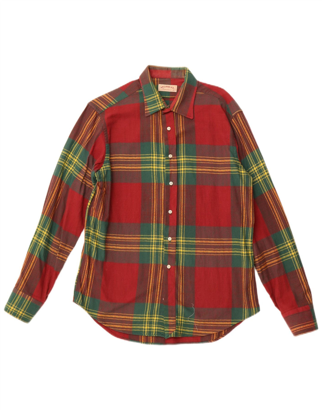 MOREAL Herre flannelskjorte str. 40 Medium Rød Plaid Bomuld