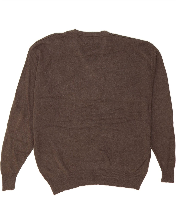 IZOD Mens V-Neck Jumper Sweater XL Brown Acrylic Vintage Izod and Second-Hand Izod from Messina Hembry 