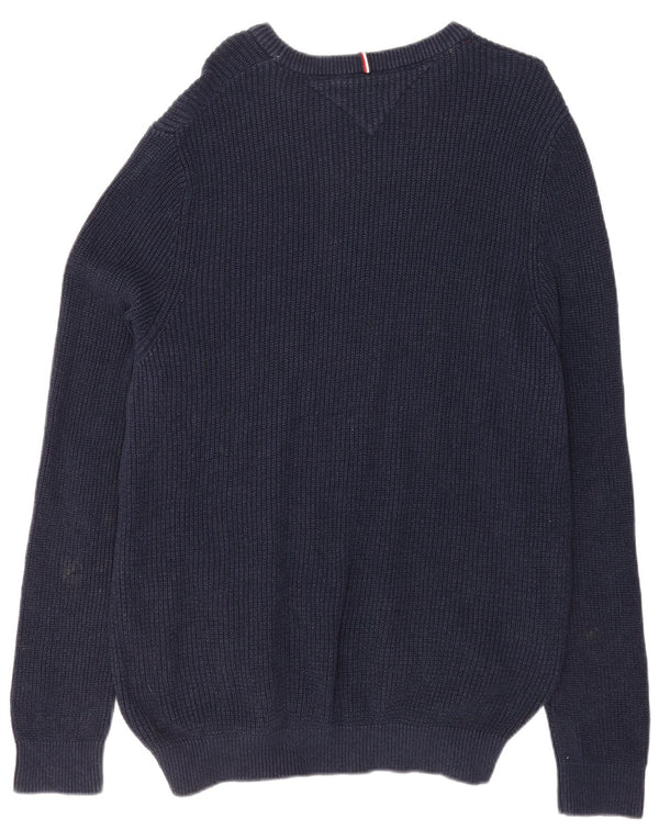 Tommy Hilfiger Herre Crew Neck Jumper Sweater 2XL Navy Blue Bomuld