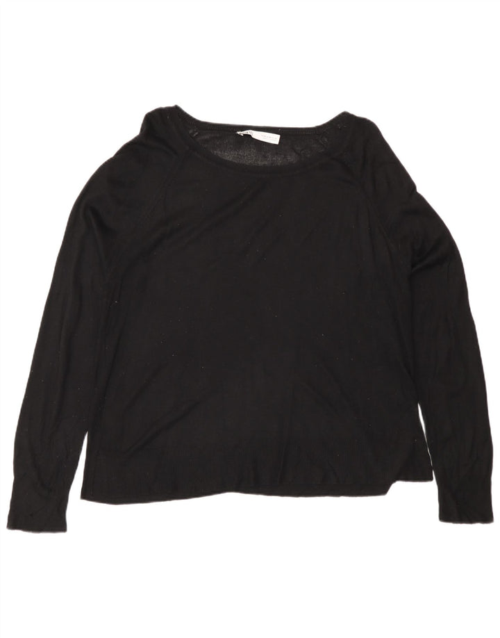 Zara Womens Boat Neck Jumper Sweater UK 14 Medium Black