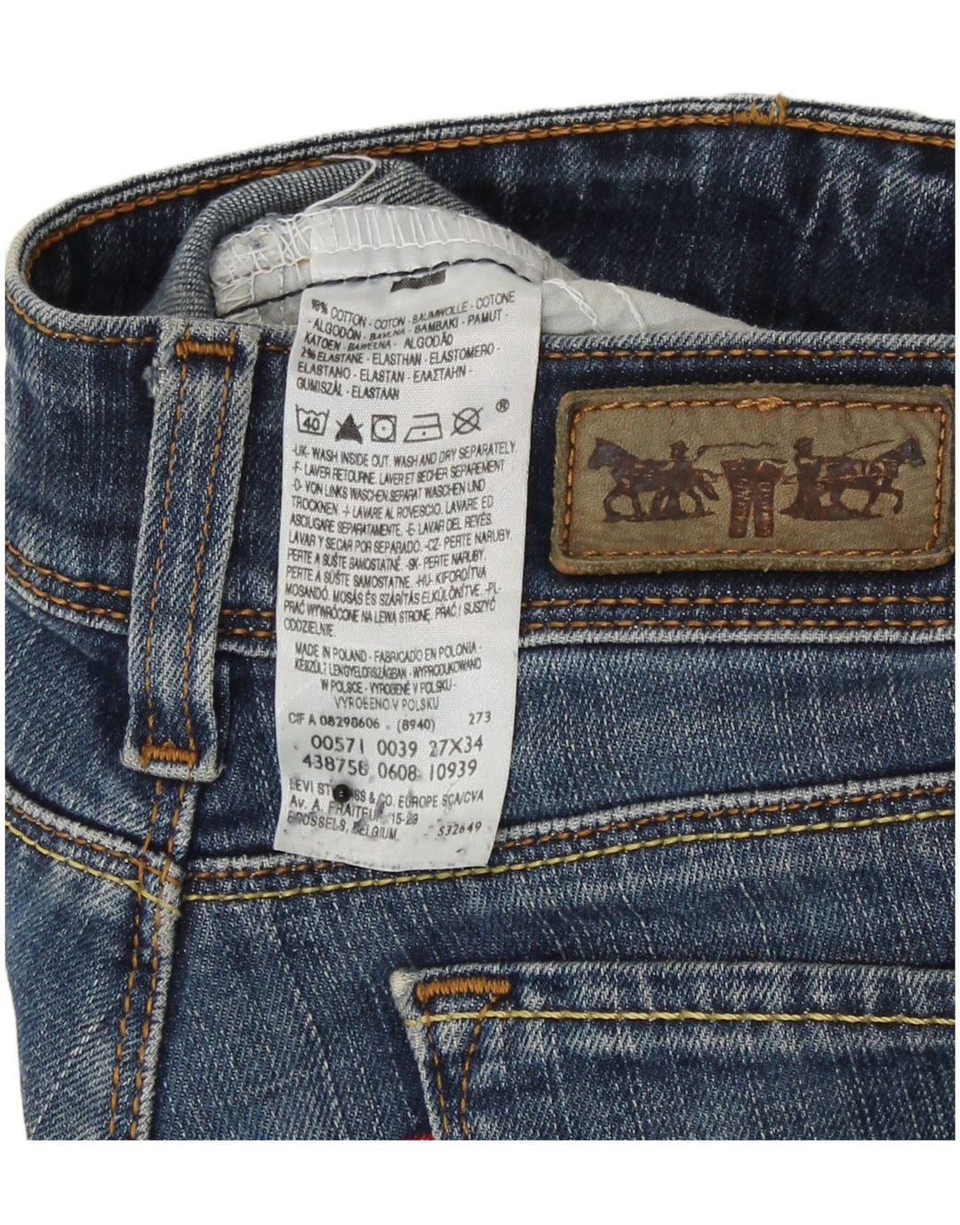 Levi's Womens 571 Slim Jeans W27 L31 Blue Cotton