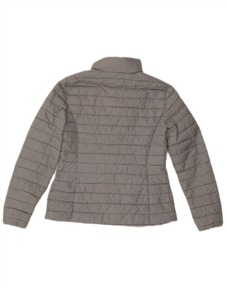 Massimo Dutti Damen Wattierte Jacke UK 14 Mittelgraues Gingham-Polyester