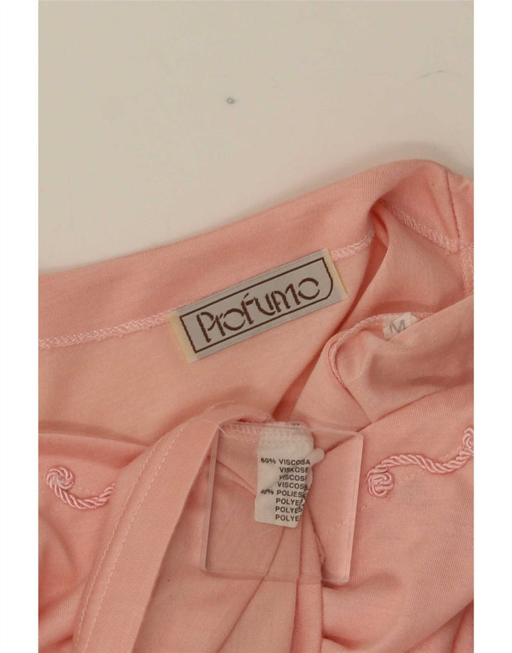 Vintage Womens T-Shirt Top UK 14 Medium Pink Viscose