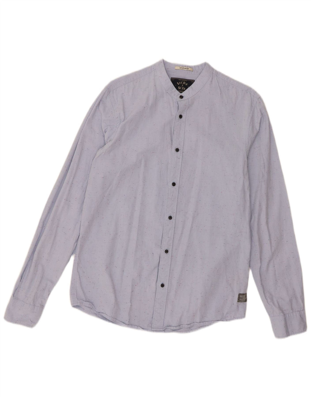 Scotch & Soda Mens Shirt Medium Blue Flecked Cotton