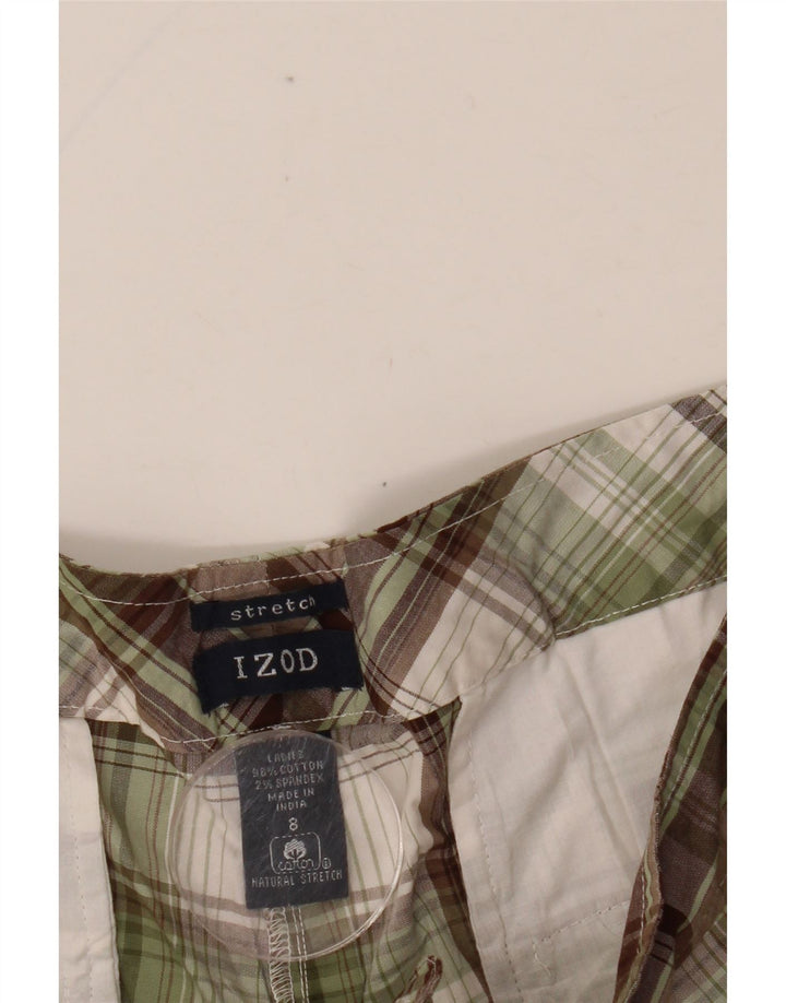 IZOD Womens Chino Shorts US 8 Medium W32  Khaki Check Cotton