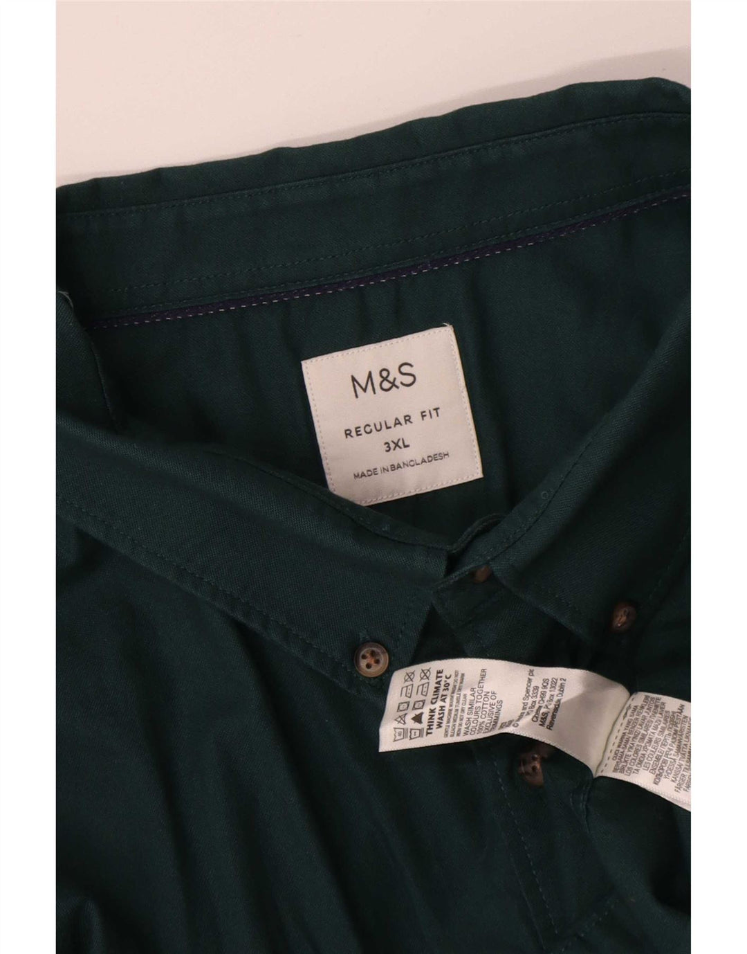Marks & Spencer Herre Regular Fit skjorte 3XL Grøn bomuld