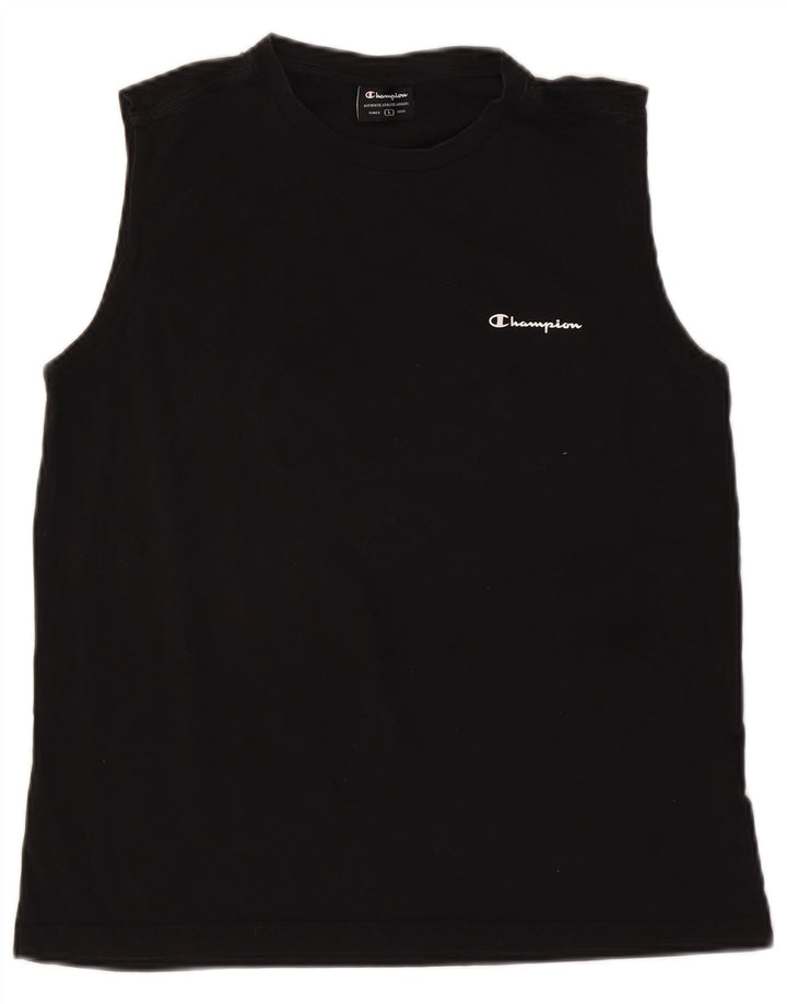 Champion Womens Vest Top UK 16 Large Black Cotton