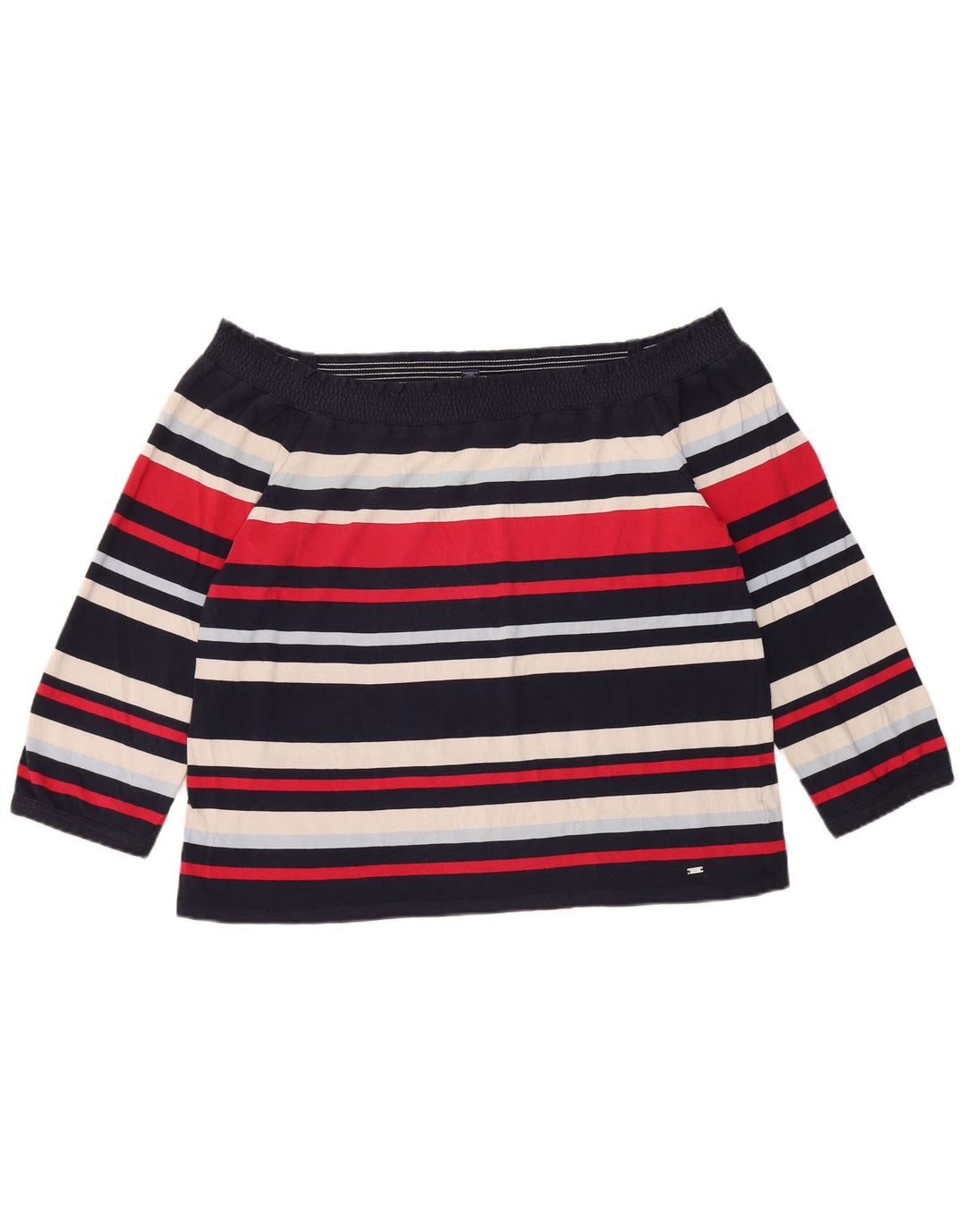 Tommy Hilfiger Womens 3/4 Sleeve Off Shoulder Top UK 14 Large Multicoloured