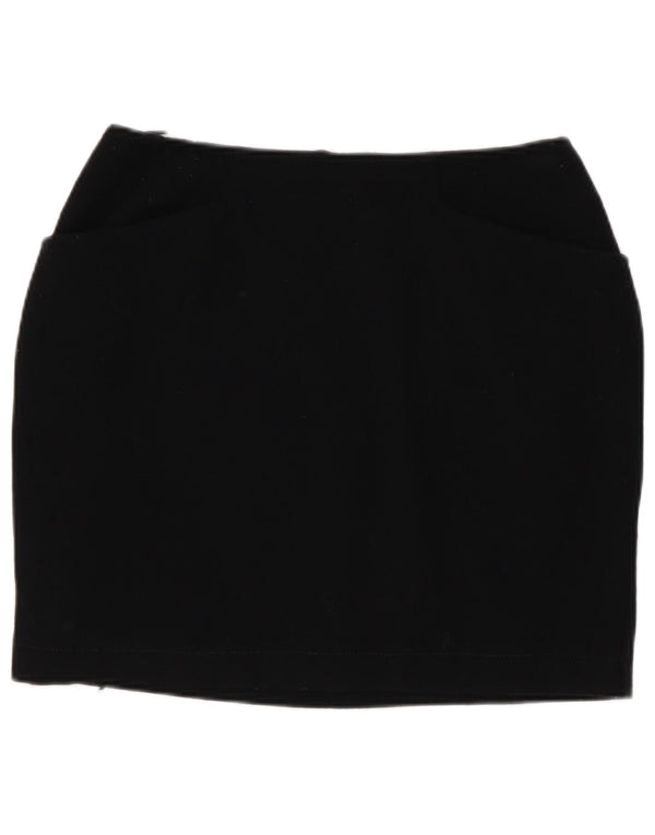 Marella Damen Minirock UK 10 Small W26 Schwarze Wolle
