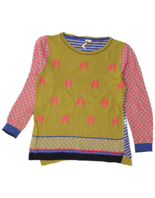 White Stuff Womens Graphic Boat Neck Jumper Sweater UK 10 Small Multicolour