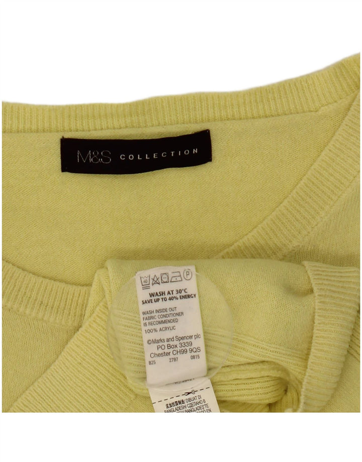 Marks & Spencer Womens Crew Neck Jumper Sweater UK 12 Medium Yellow