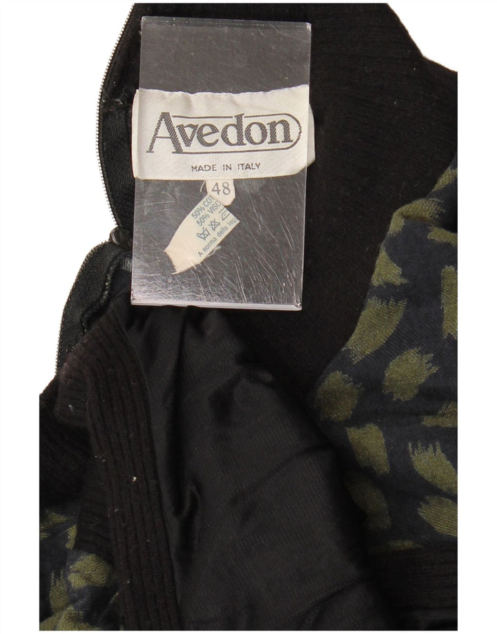 AVEDON Womens Abstract Pattern Long Sleeve Jumper Dress IT 48 XL Navy Blue
