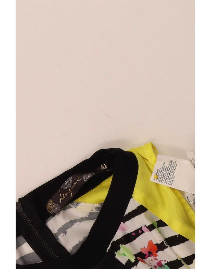 Desigual Womens Sleeveless Blouse Top UK 12 Medium White Striped Polyester
