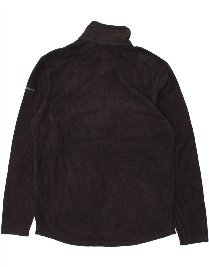 EDDIE BAUER Mens Zip Neck Fleece Jumper Medium Black Polyester Vintage Eddie Bauer and Second-Hand Eddie Bauer from Messina Hembry 