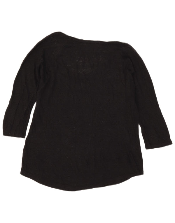 Zara Mujer Top Manga 3/4 UK 42 Mediano Negro