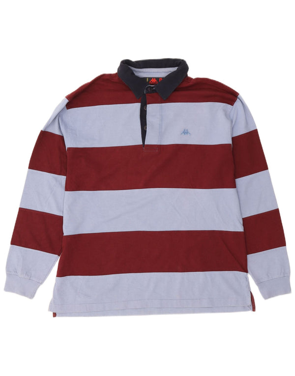 Polo da rugby da uomo a maniche lunghe Kappa XL in cotone a righe bordeaux