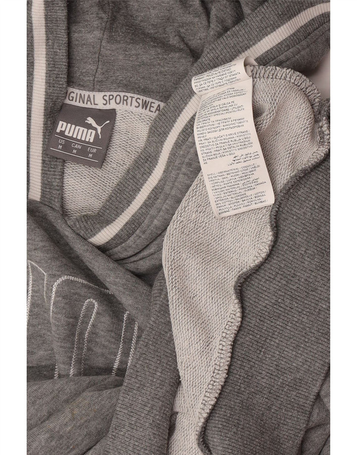 Puma Mens Graphic Hoodie Jumper Medium Grey Cotton