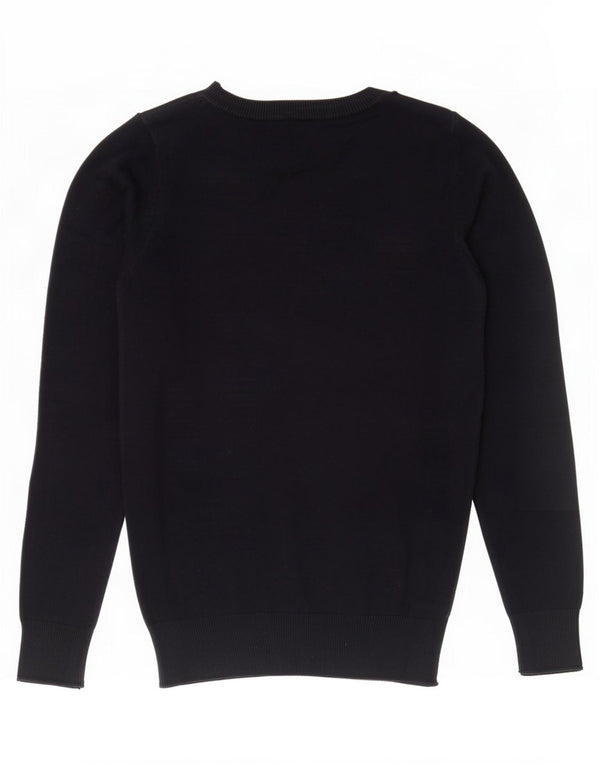 Zara Womens Boat Neck Jumper Sweater UK 12 Medium Navy Blue Cotton