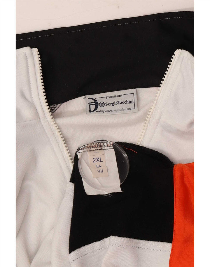 Sergio Tacchini Veste de survêtement pour homme 2XL Blanc Colorblock Polyester