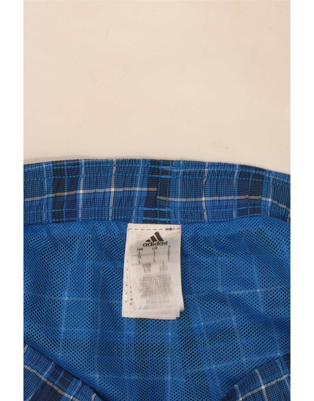 Adidas Mens Swimming Shorts Large Navy Blue Check Polyester