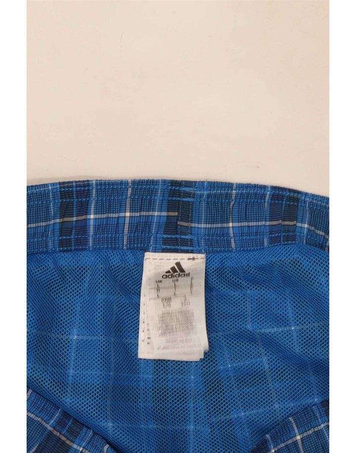 Adidas Mens Swimming Shorts Large Navy Blue Check Polyester