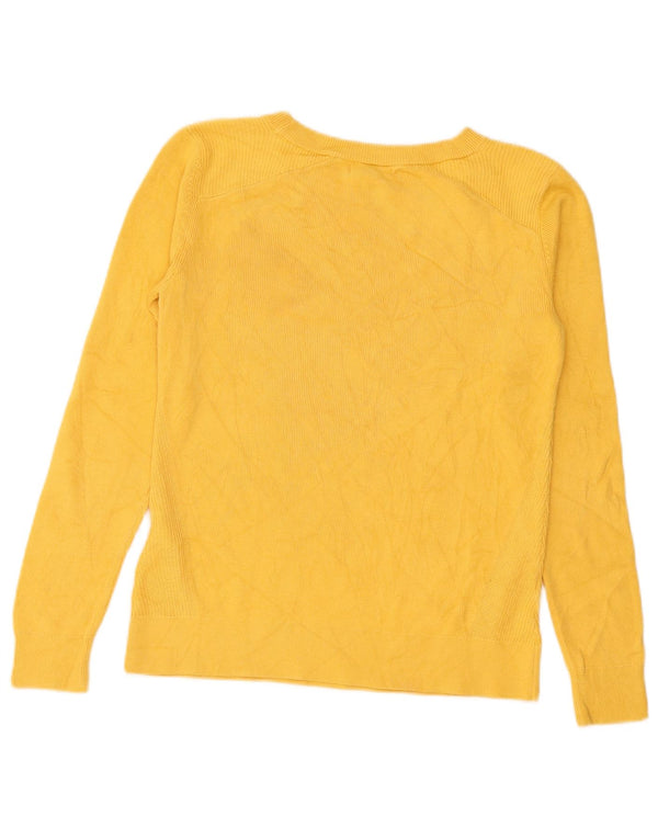 Nautica Womens Oversized Boat Neck Jumper Sweater UK 6 XS Yellow Cotton