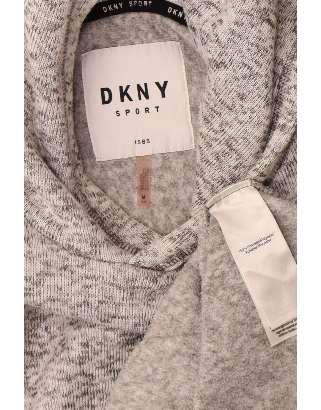 Dkny Mens Hoodie Jumper Medium Grey Flecked Polyester