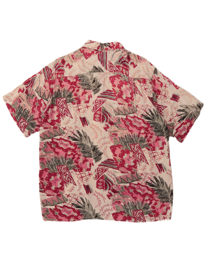 Day-X Herren-Kurzarmhemd, Größe 41/42, groß, rosa Patchwork-Viskose