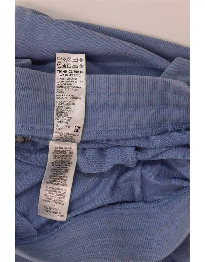 Marks & Spencer Womens Tracksuit Trousers Joggers UK 12 Medium  Blue Cotton