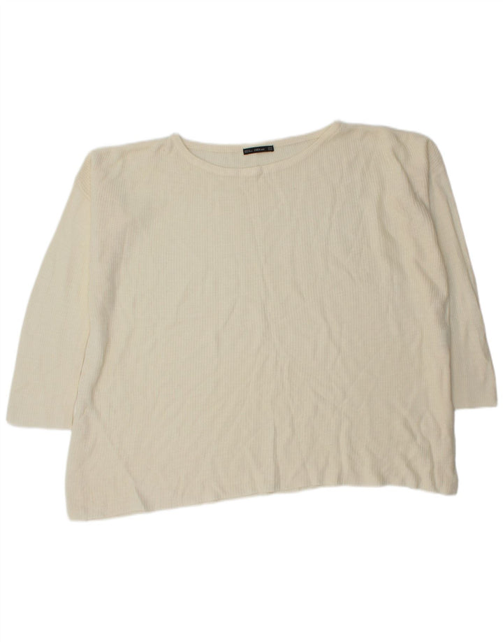 Zara Womens Oversized Boat Neck Jumper Sweater UK 14 Medium Off White