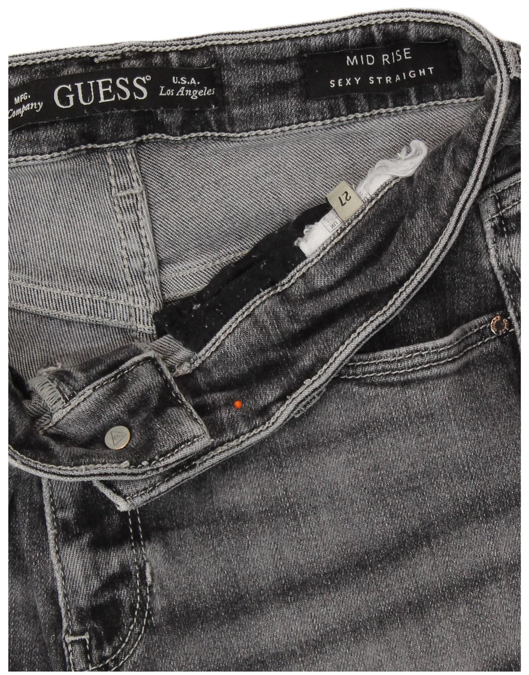 Jeans dritti GUESS da donna a vita media W27 L30 Grigi