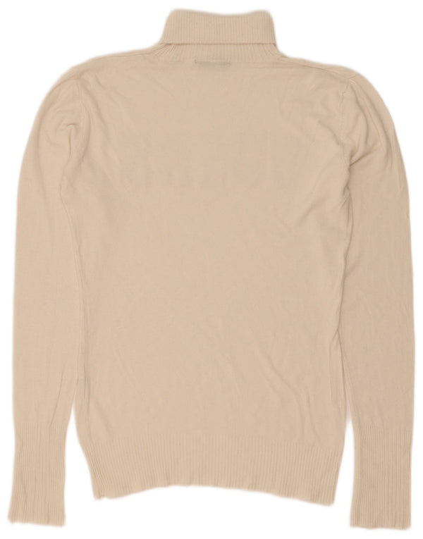 Guess Womens Graphic Roll Neck Jumper Sweater UK 20 2XL Off White Viscose