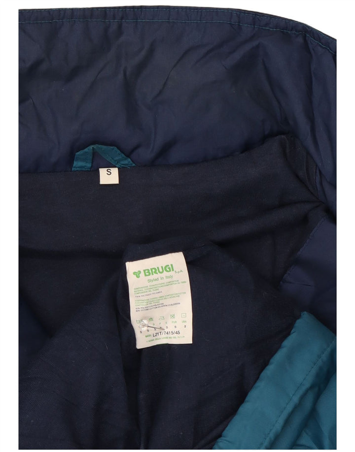 Brugi Mens Hooded Tracksuit Top Jacket Small Navy Blue Colourblock