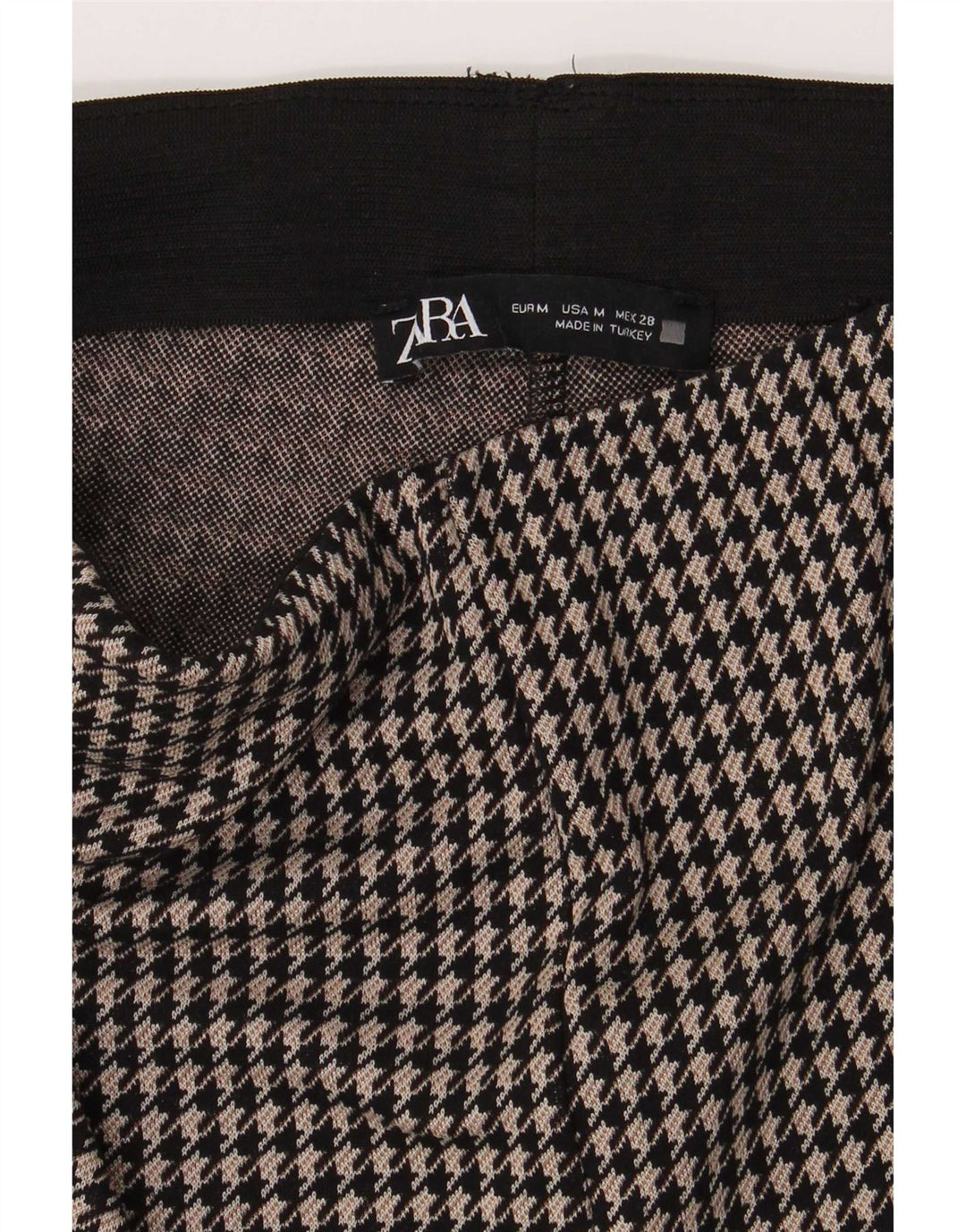 Zara Womens Leggings UK 14 Medium Black Houndstooth
