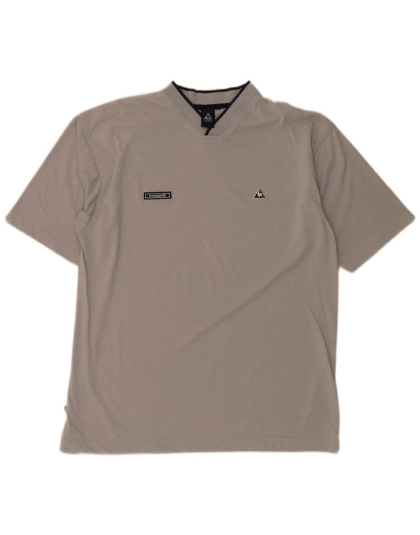 Le Coq Sportif Mens T-Shirt Top Large Grey Polyester