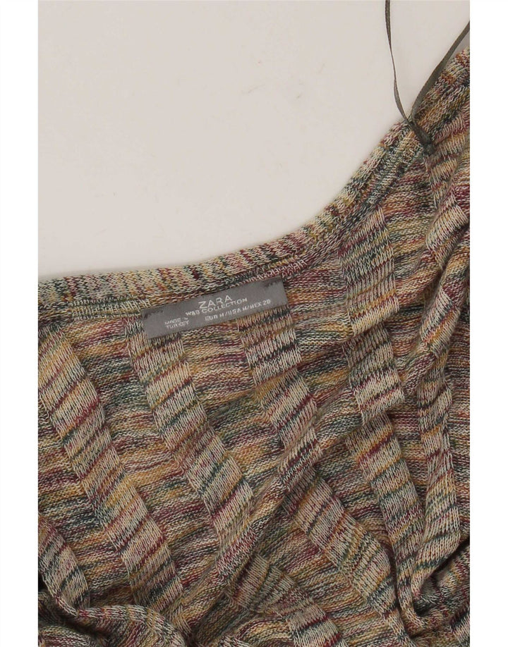 Maglione cardigan a maniche corte da donna Zara UK 12 medio multicolore