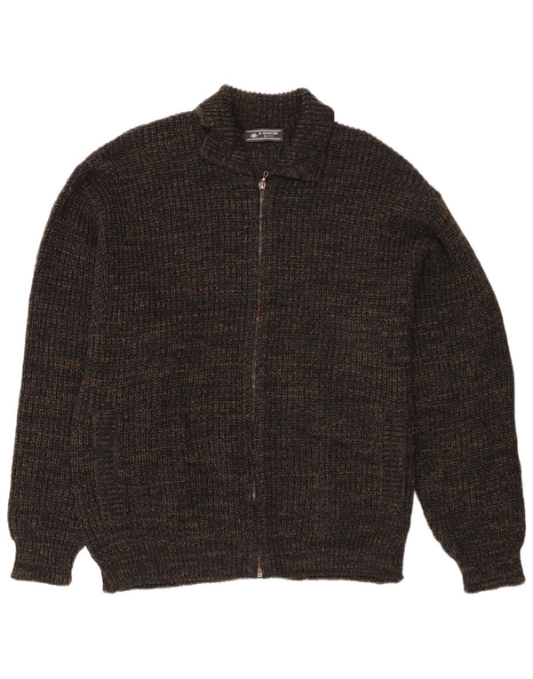 Il Granchio Mens Regular Fit Cardigan Sweater Large Navy Blue Flecked Wool