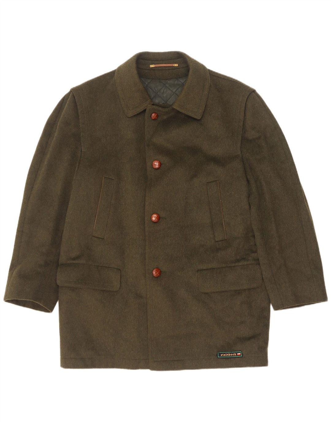Steinbock Herren Mantel IT 48 Medium Khaki Wolle