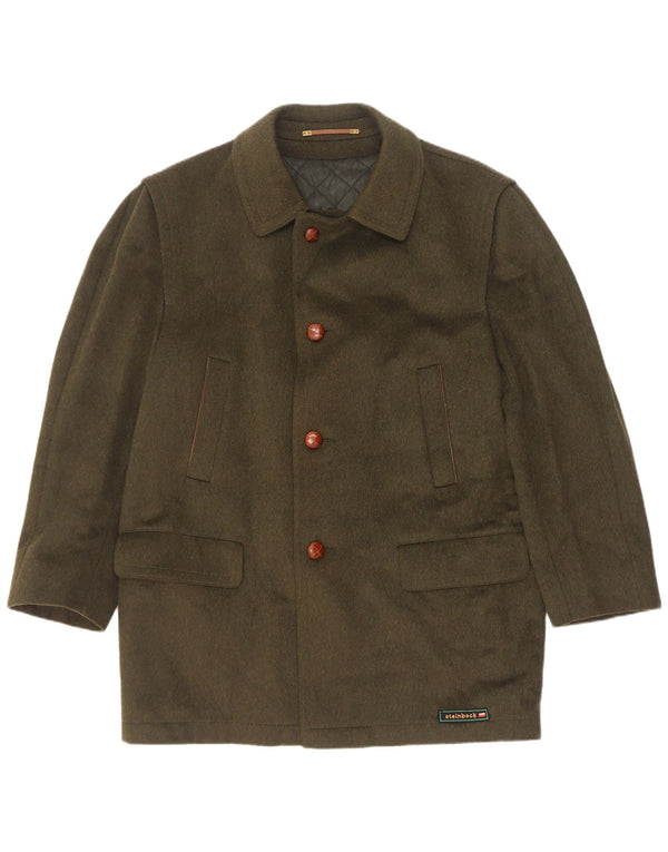 Steinbock Mens Overcoat IT 48 Medium Khaki Wool