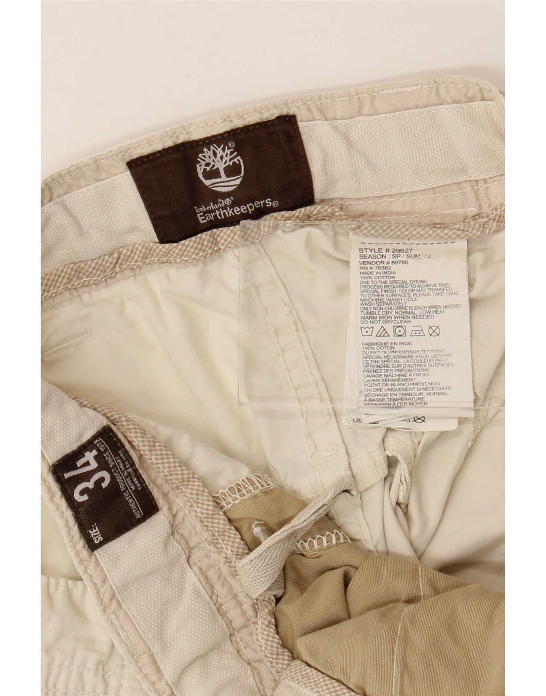 Pantaloncini chino da uomo Timberland W34 Large in cotone grigio