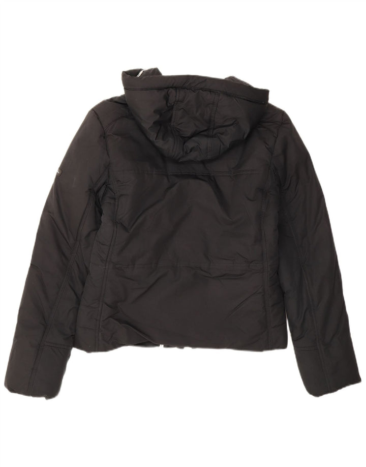Champion Womens Hooded Wattierte Jacke UK 14 Mittelschwarzes Polyester