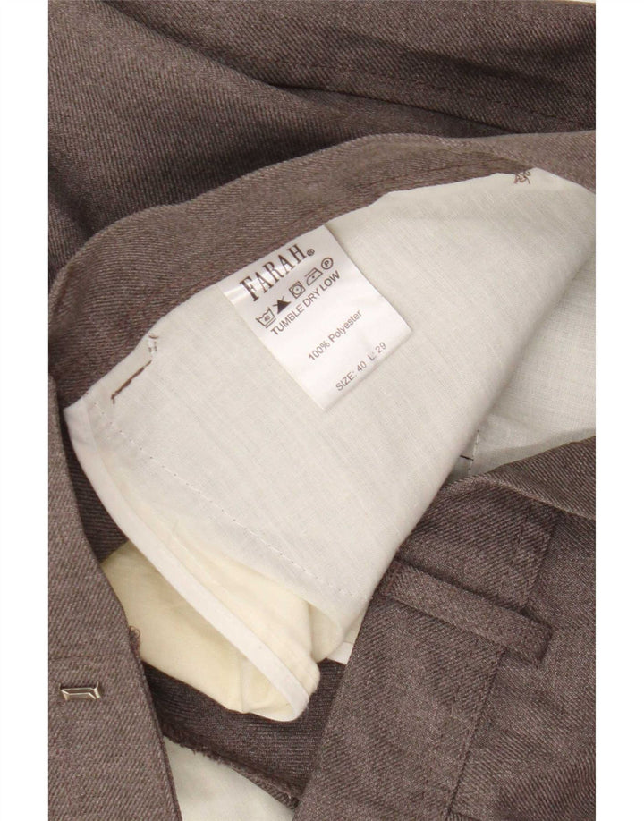 Farah Calça masculina reta cortada W40 L26 poliéster marrom